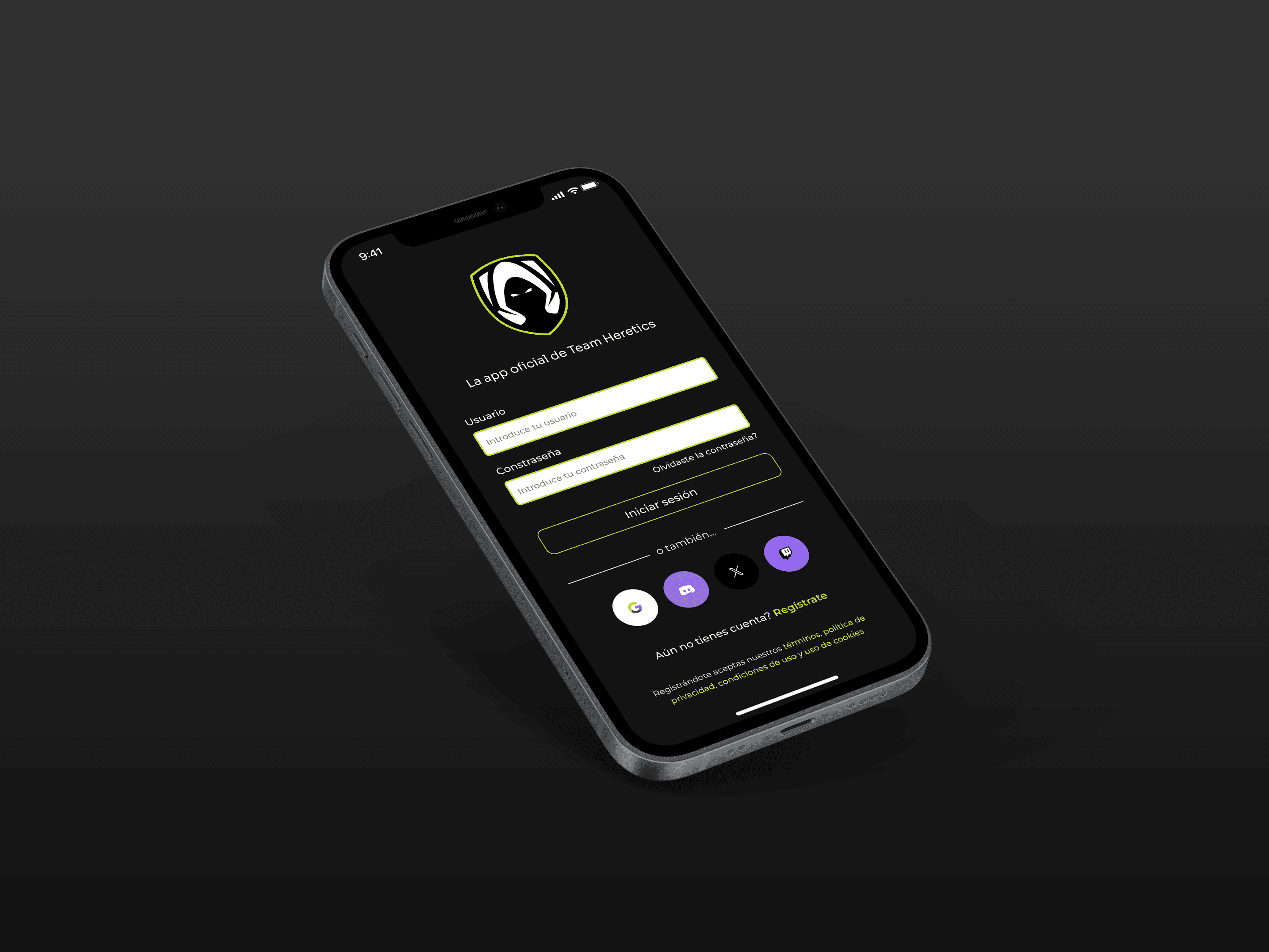 Key screens of the Team Heretics app