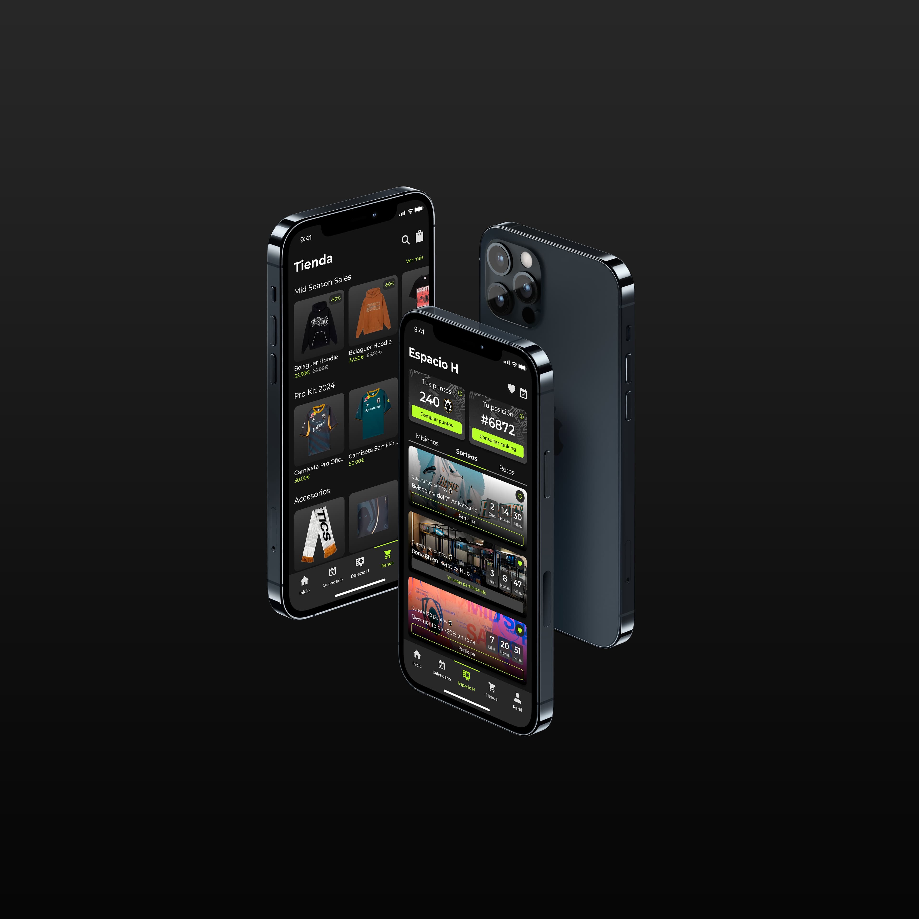 Team Heretics app interface details