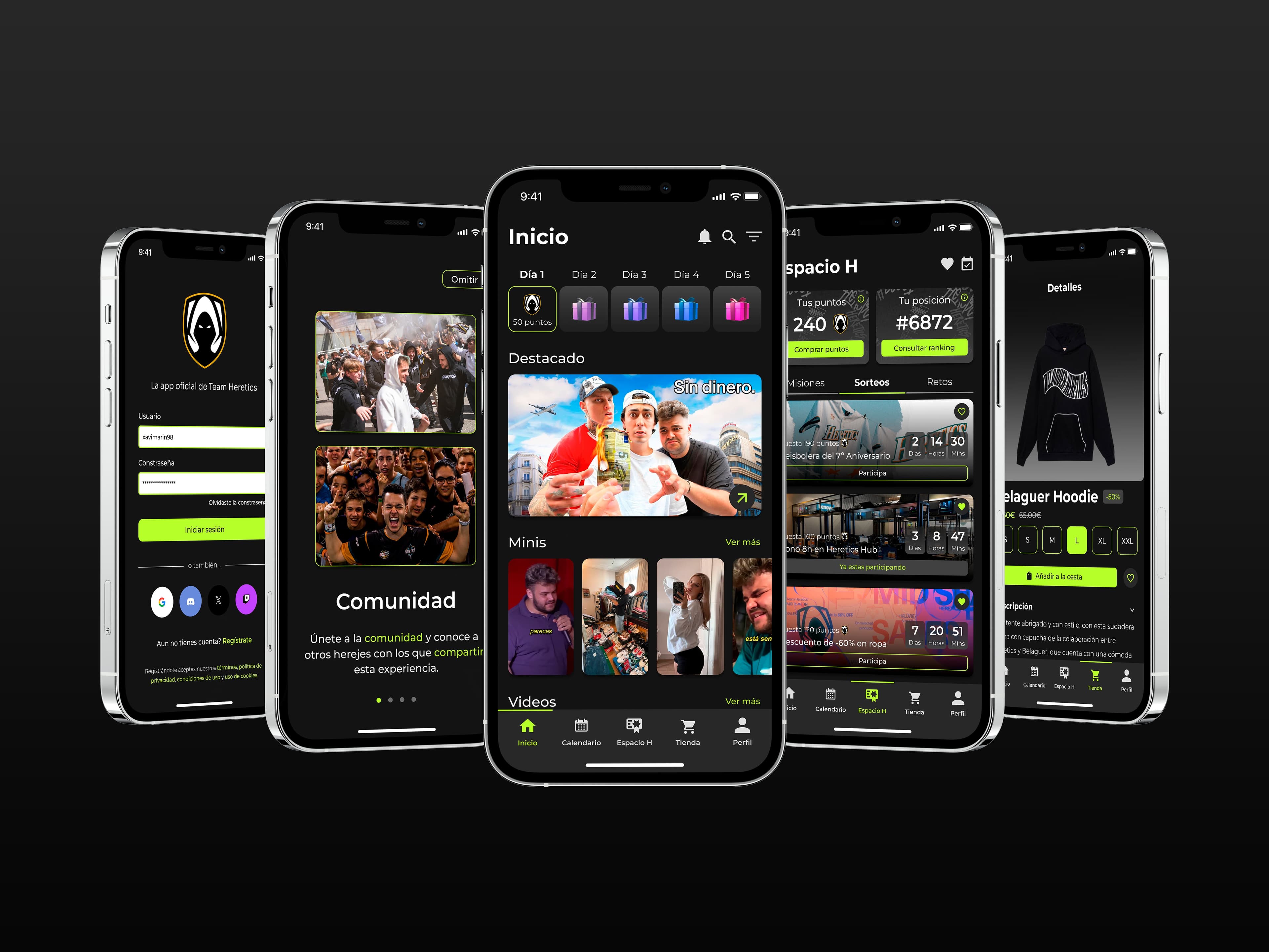 Team Heretics app shown in context
